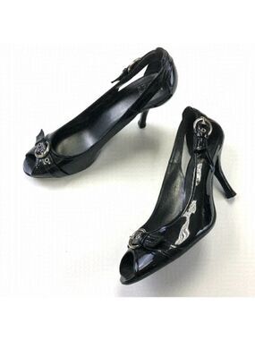 STUART Weitzman patent heels patent pumps with buckle and cutout detail Size 8.5